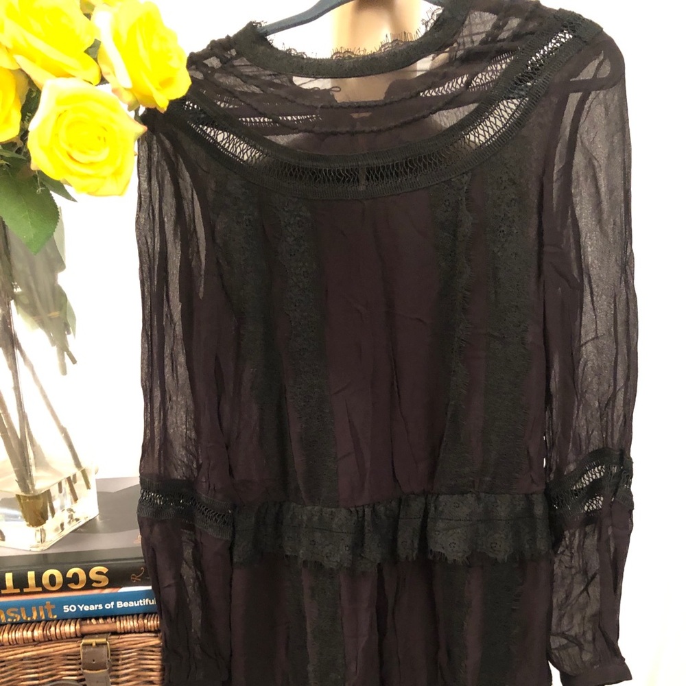 Black Sheer Top with Lace